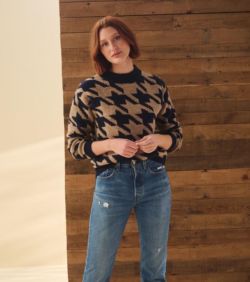 Women Carmi Pullover - Large Houndstooth | Hatley Sweaters