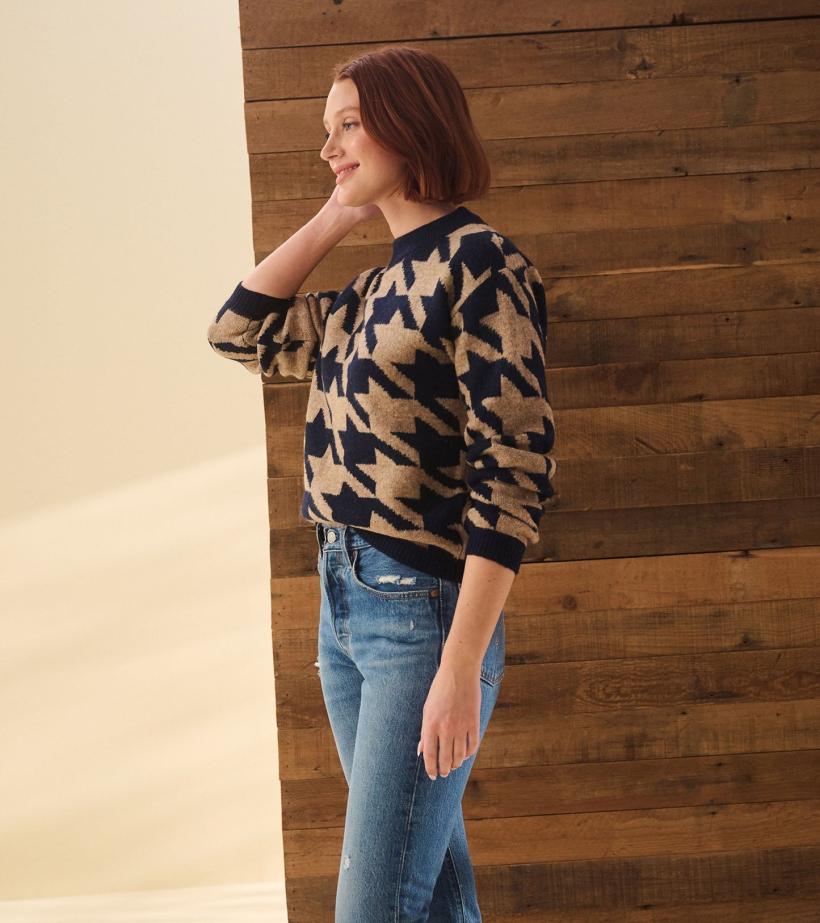 Women Carmi Pullover - Large Houndstooth | Hatley Sweaters