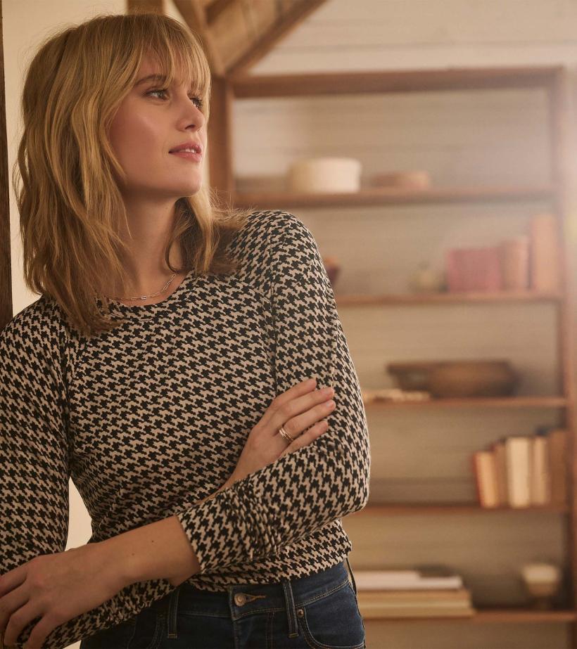 Women Chantel Pullover - Houndstooth | Hatley Tops