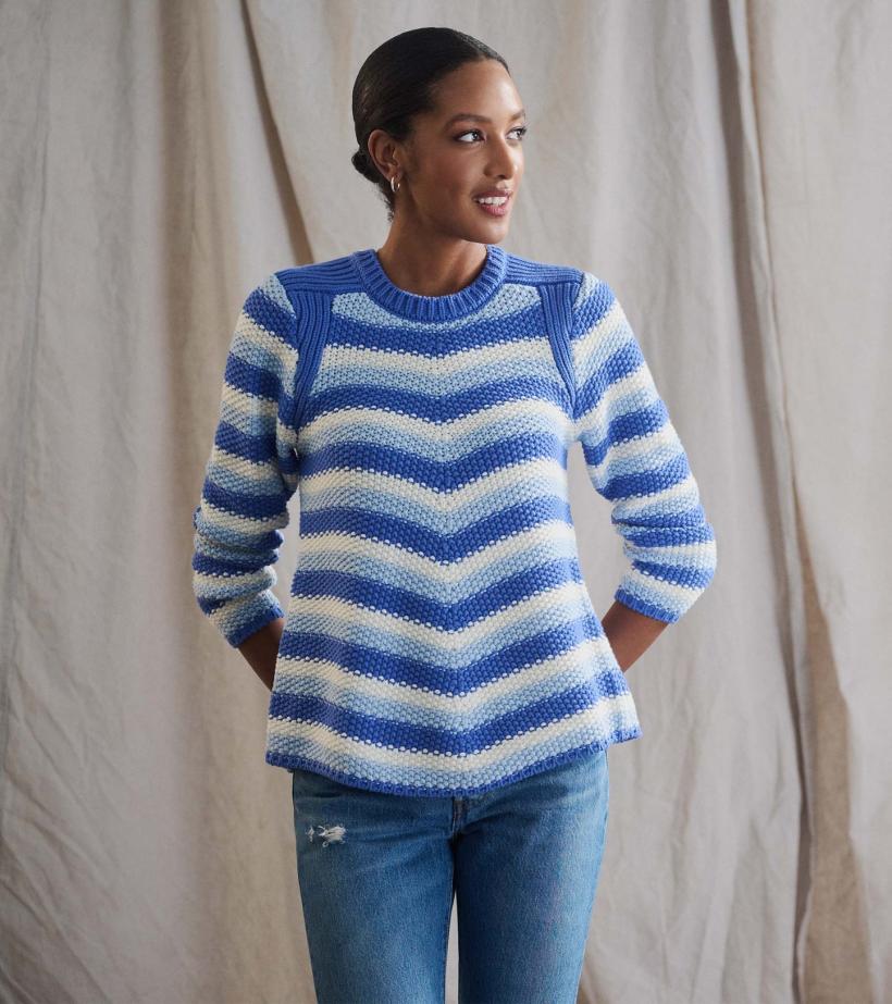 Women Chevron Swing Sweater - Navy Blue | Hatley Sweaters