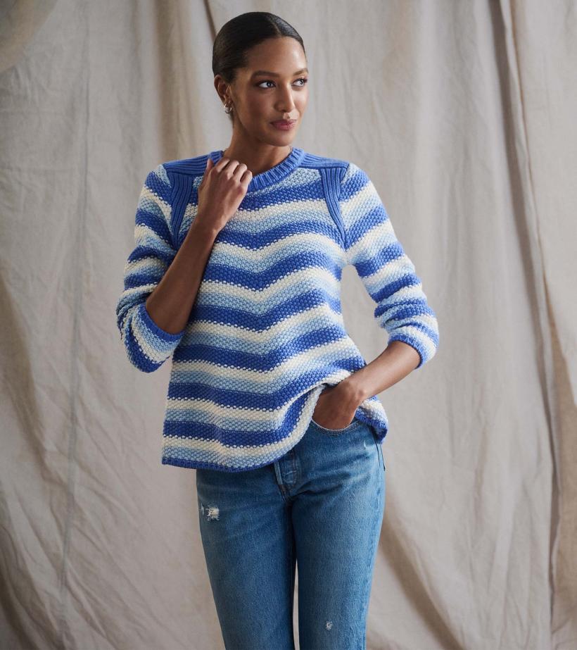 Women Chevron Swing Sweater - Navy Blue | Hatley Sweaters
