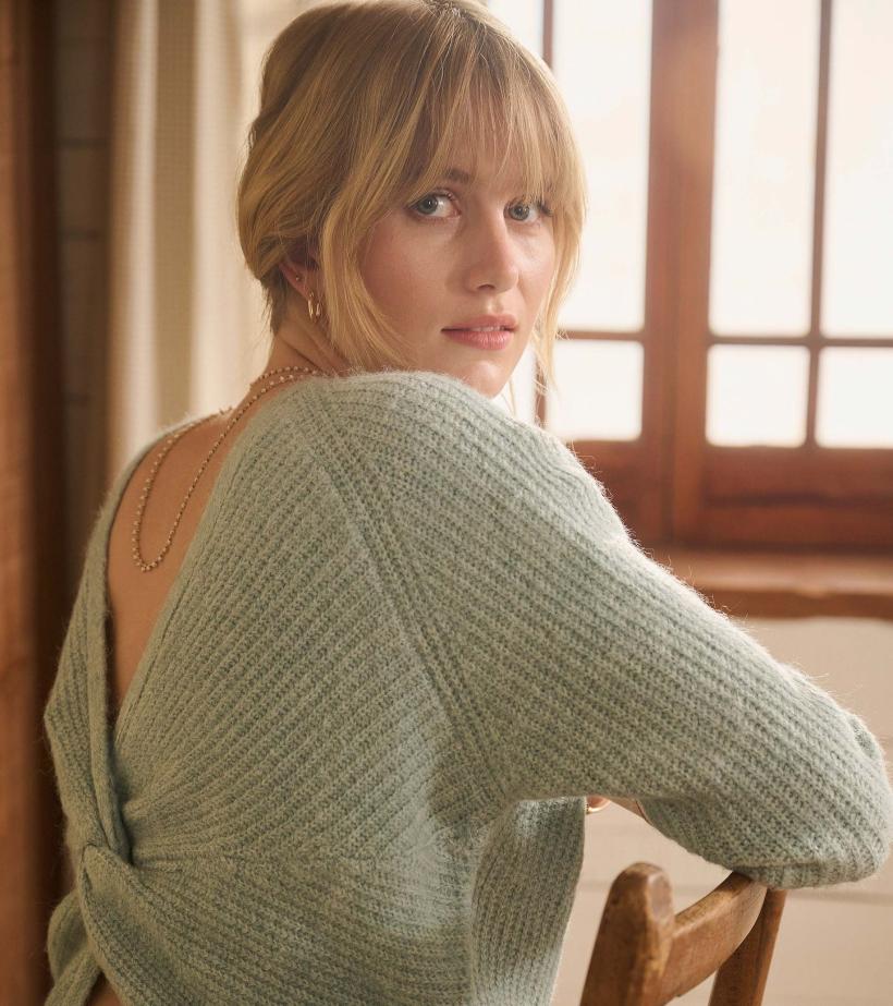 Women Cross Over Sweater - Sage Green | Hatley Sweaters