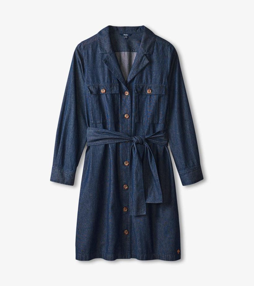 Women Denim Shirt Dress - Dark Wash | Hatley Dresses