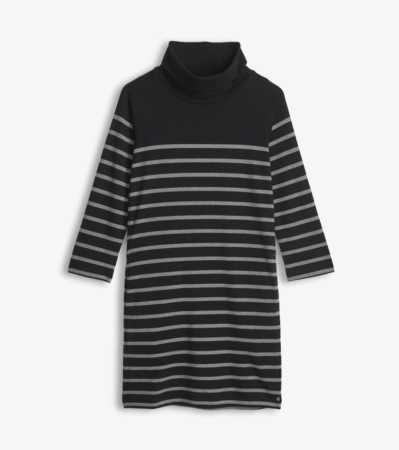 Women Draped Collar Dress - Caviar Stripe | Hatley Dresses