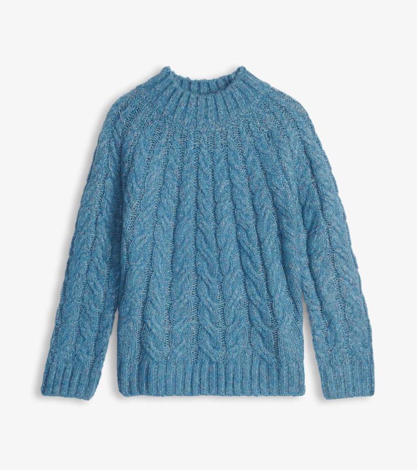 Women Dylan Cable Knit Sweater - Blue Heather | Hatley Sweaters