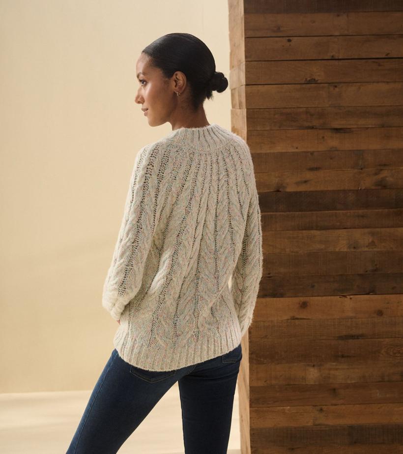 Women Dylan Cable Knit Sweater - Clear Rainbow | Hatley Sweaters