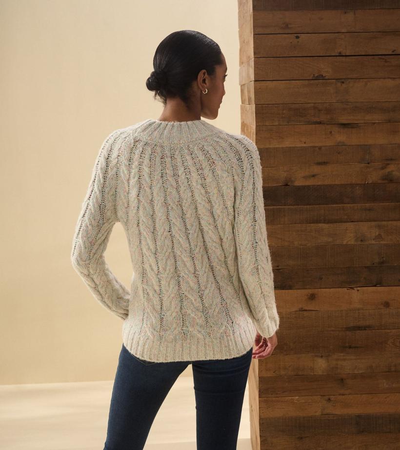 Women Dylan Cable Knit Sweater - Clear Rainbow | Hatley Sweaters