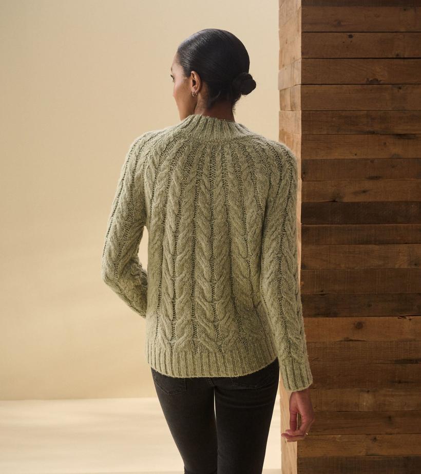 Women Dylan Cable Knit Sweater - Moss Green | Hatley Sweaters