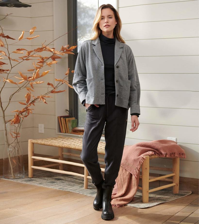 Women Emily Relaxed Blazer - Charcoal Melange | Hatley Sweaters