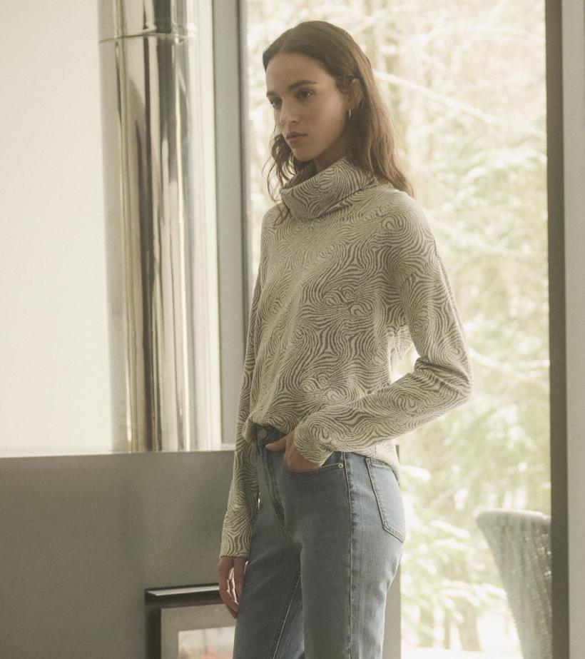 Women Funnel Neck Top - Textured Swirl | Hatley Tops