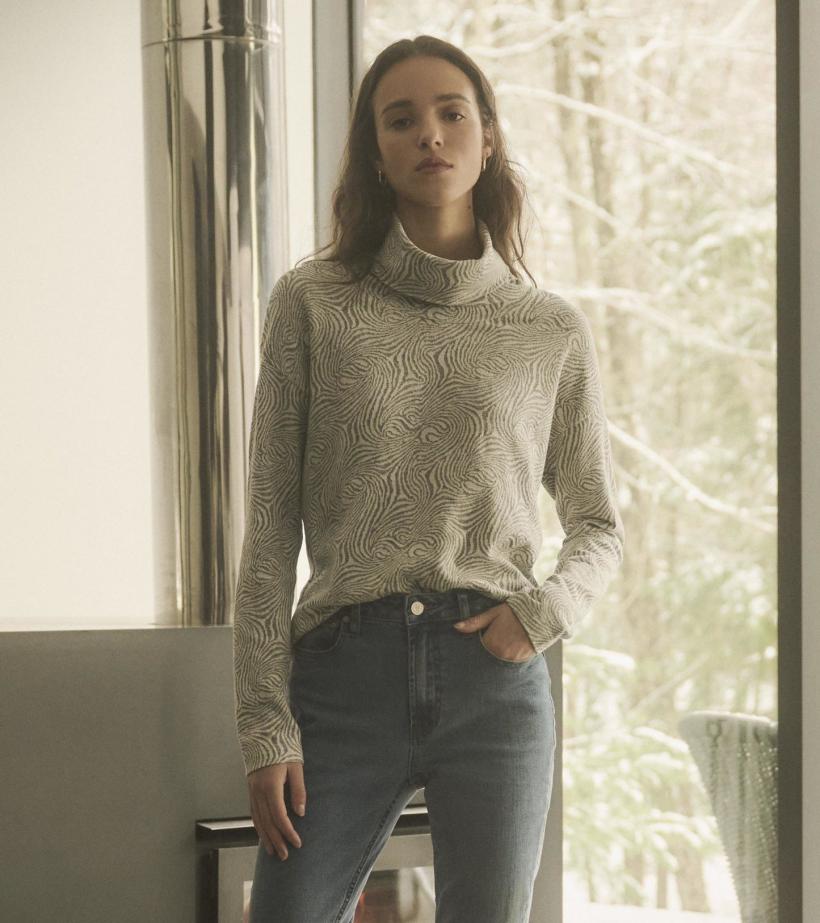 Women Funnel Neck Top - Textured Swirl | Hatley Tops