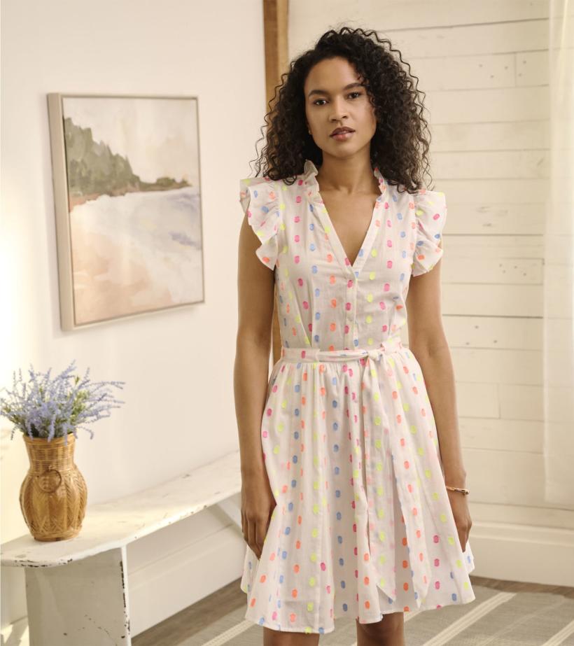 Women Godet Belted Dress - Summer Dots | Hatley Dresses