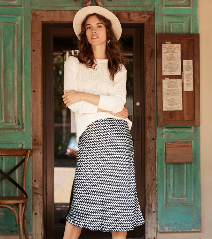 Women Grace Midi Skirt - Graphic Leaves | Hatley Bottoms
