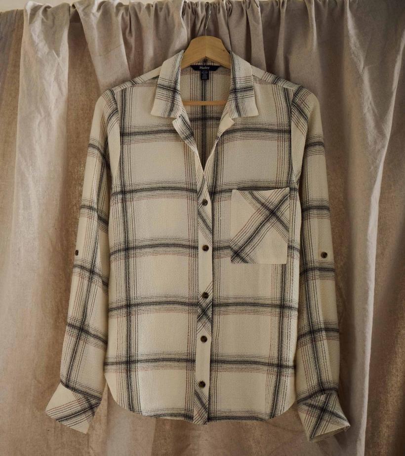 Women Lila Button Down - Cream Plaid | Hatley Tops