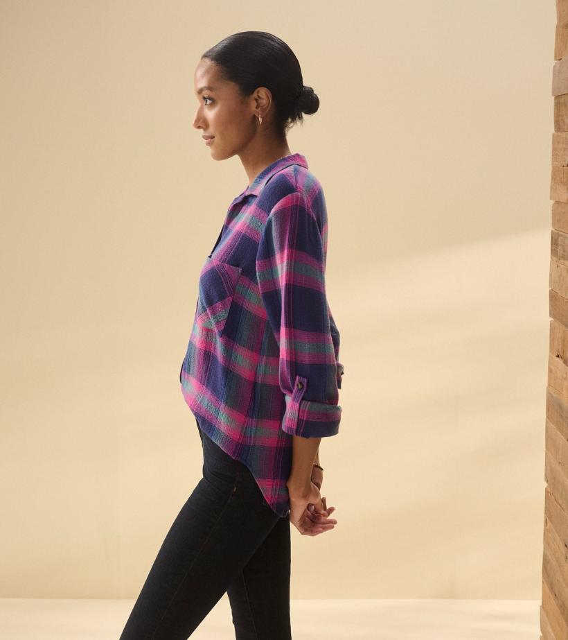 Women Lila Button Down - Fuchsia Plaid | Hatley Tops