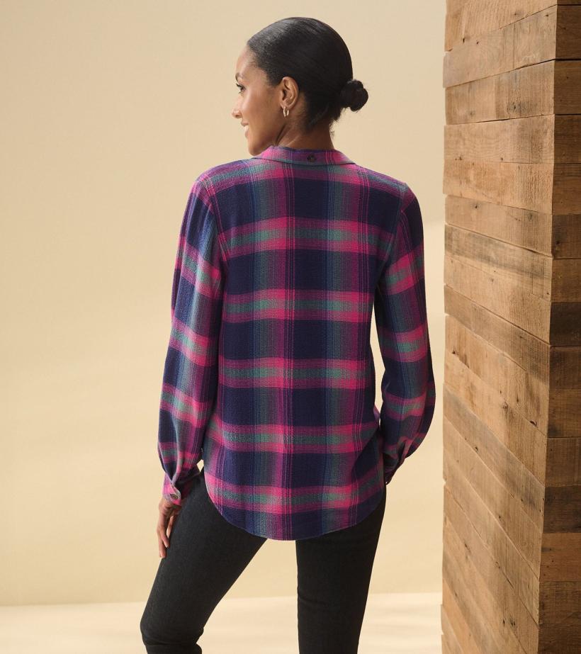 Women Lila Button Down - Fuchsia Plaid | Hatley Tops