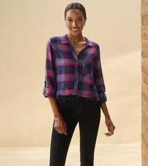 Women Lila Button Down - Fuchsia Plaid | Hatley Tops