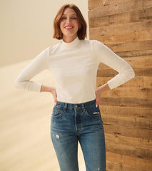 Women Mock Neck Top - Cream White | Hatley Tops