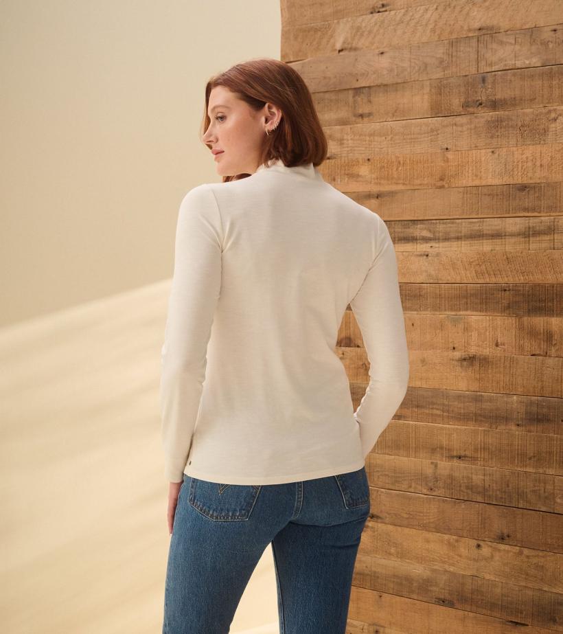 Women Mock Neck Top - Cream White | Hatley Tops