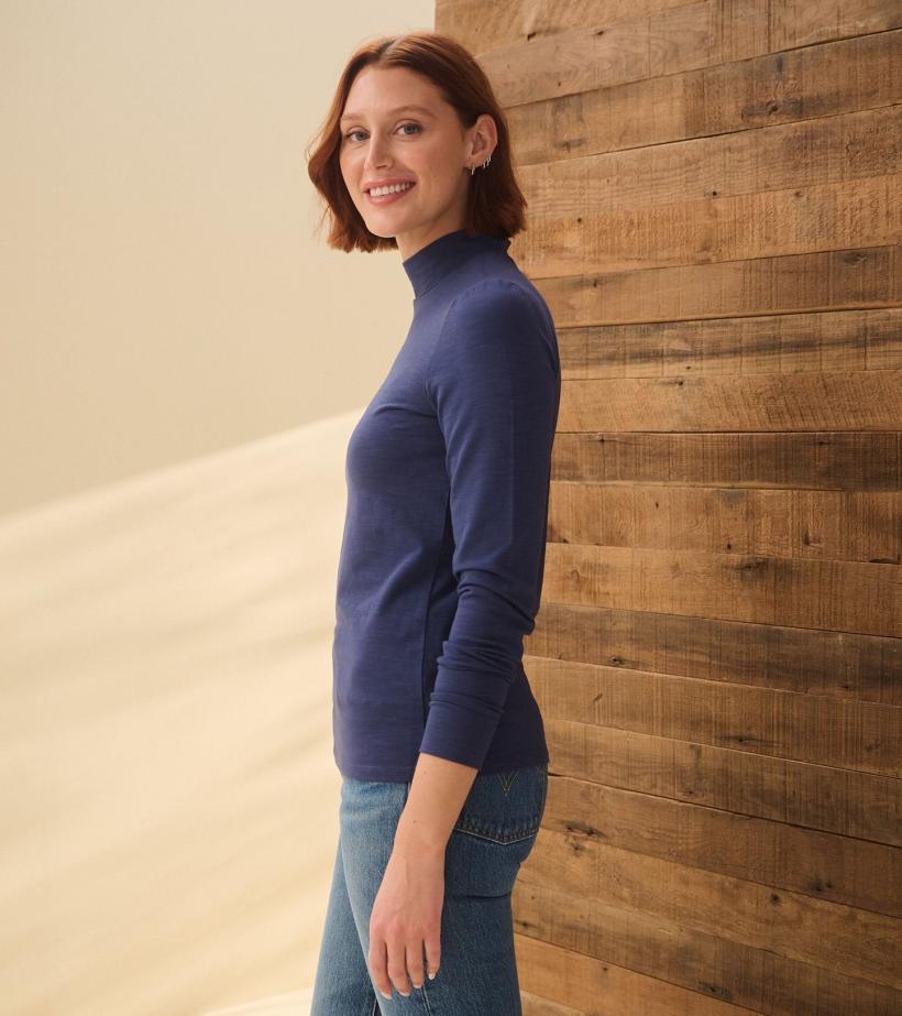 Women Mock Neck Top - Patriot Blue | Hatley Tops