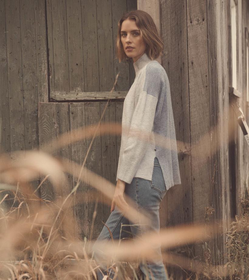 Women Mock Neck Tunic - Blue Colorblock | Hatley Sweaters