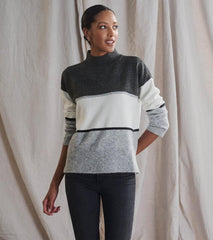 Women Mock Neck Tunic - Grey Block | Hatley Sweaters