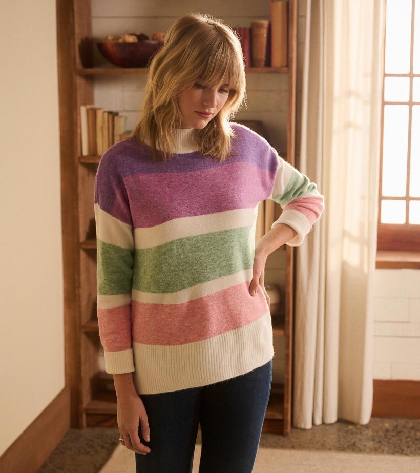 Women Mock Neck Tunic - Sunrise Colour Block | Hatley Sweaters