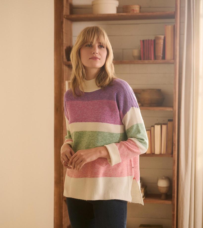 Women Mock Neck Tunic - Sunrise Colour Block | Hatley Sweaters