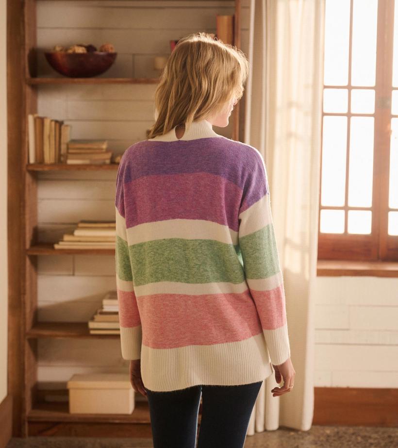 Women Mock Neck Tunic - Sunrise Colour Block | Hatley Sweaters