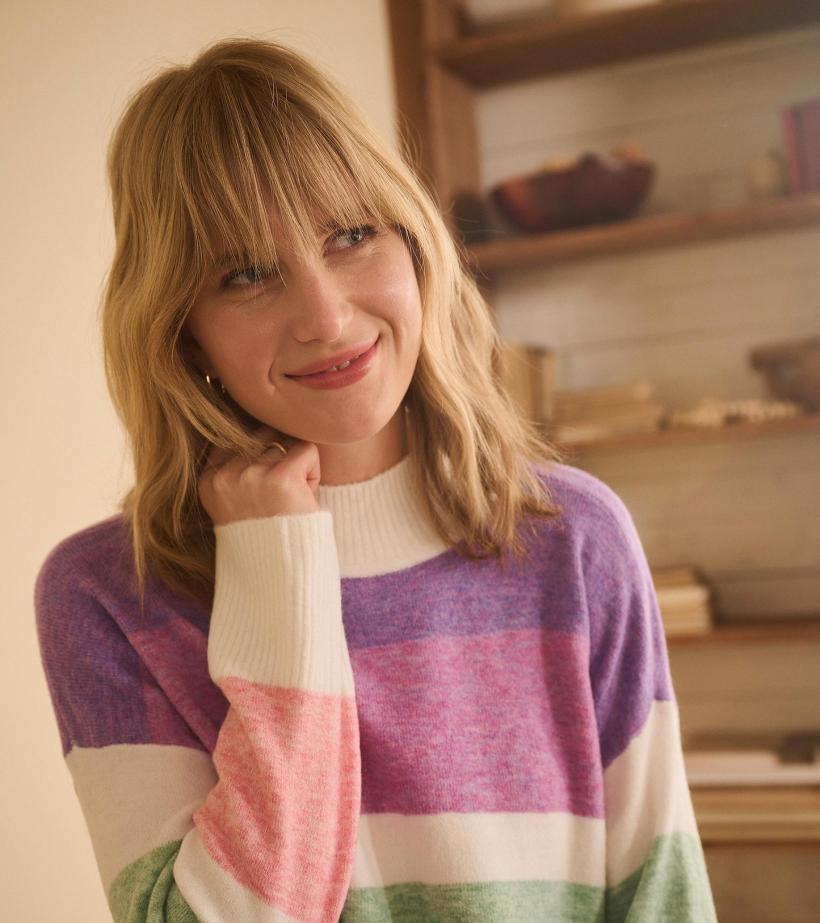 Women Mock Neck Tunic - Sunrise Colour Block | Hatley Sweaters