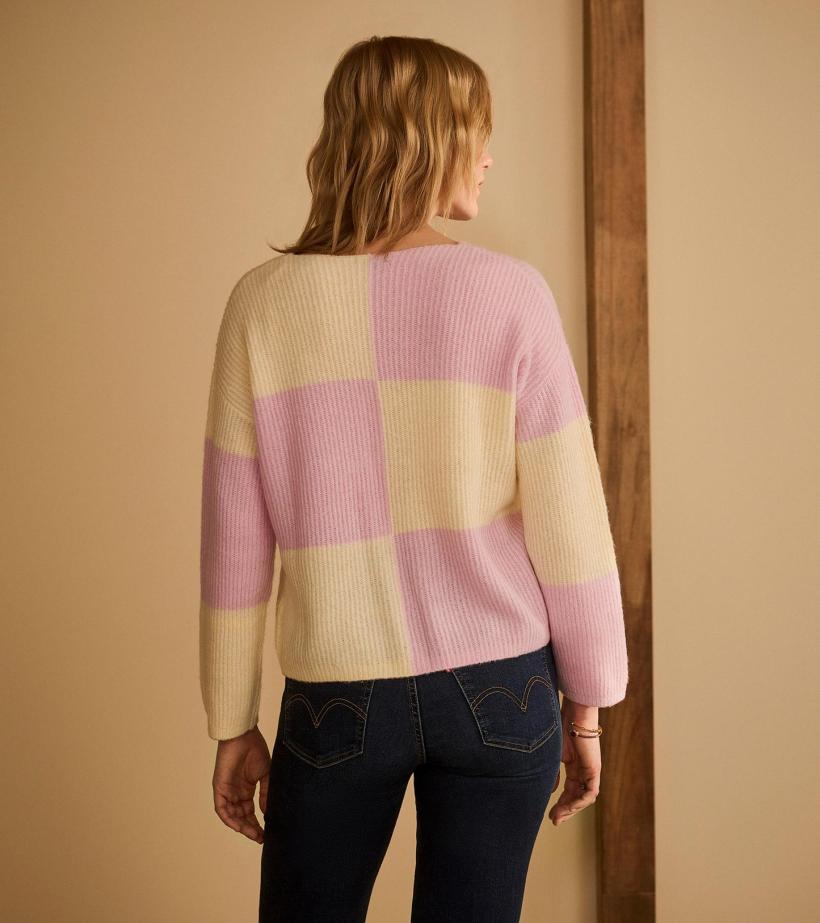 Women Monroe Sweater - Pink Blocks | Hatley Sweaters