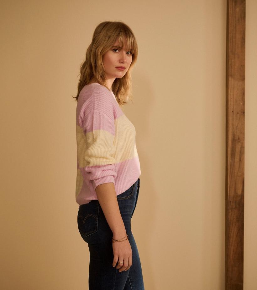 Women Monroe Sweater - Pink Blocks | Hatley Sweaters