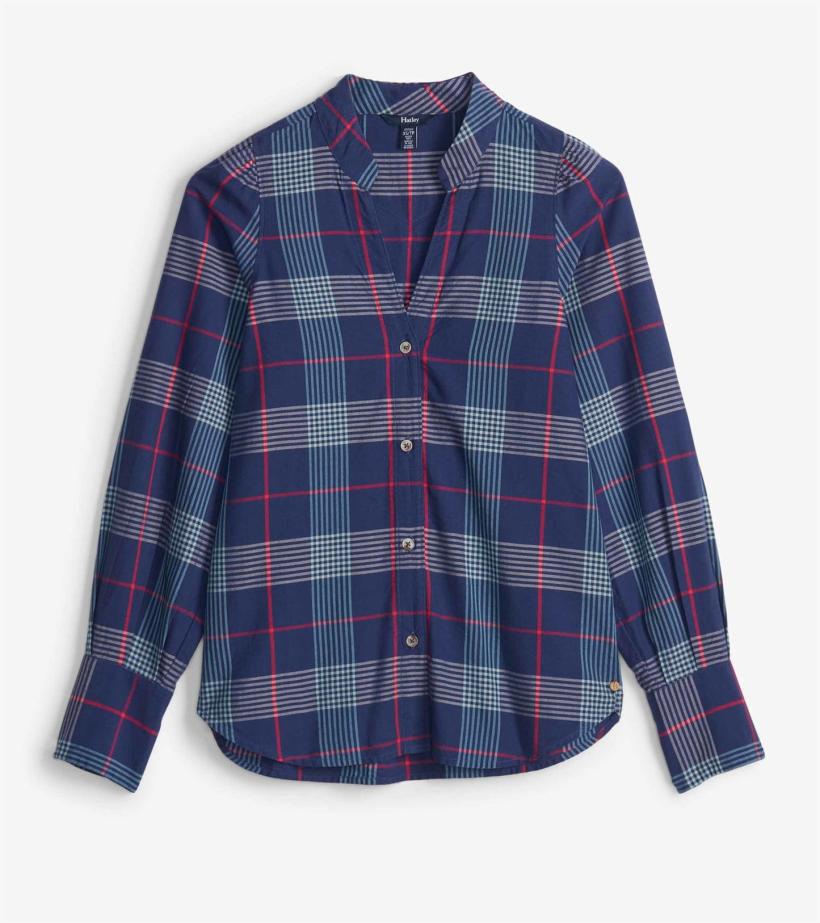 Women Olivia Blouse - Patriot Blue Plaid | Hatley Tops