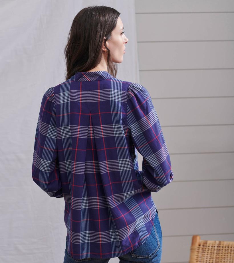 Women Olivia Blouse - Patriot Blue Plaid | Hatley Tops