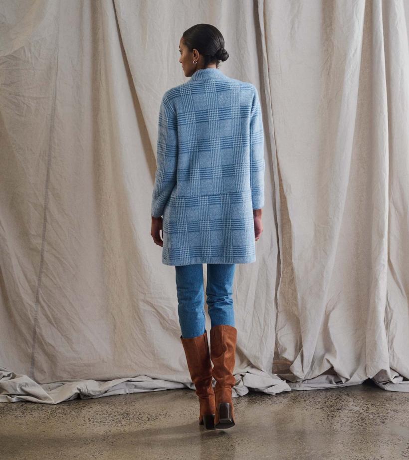Women Open Front Jacket - Blue Check | Hatley Tops