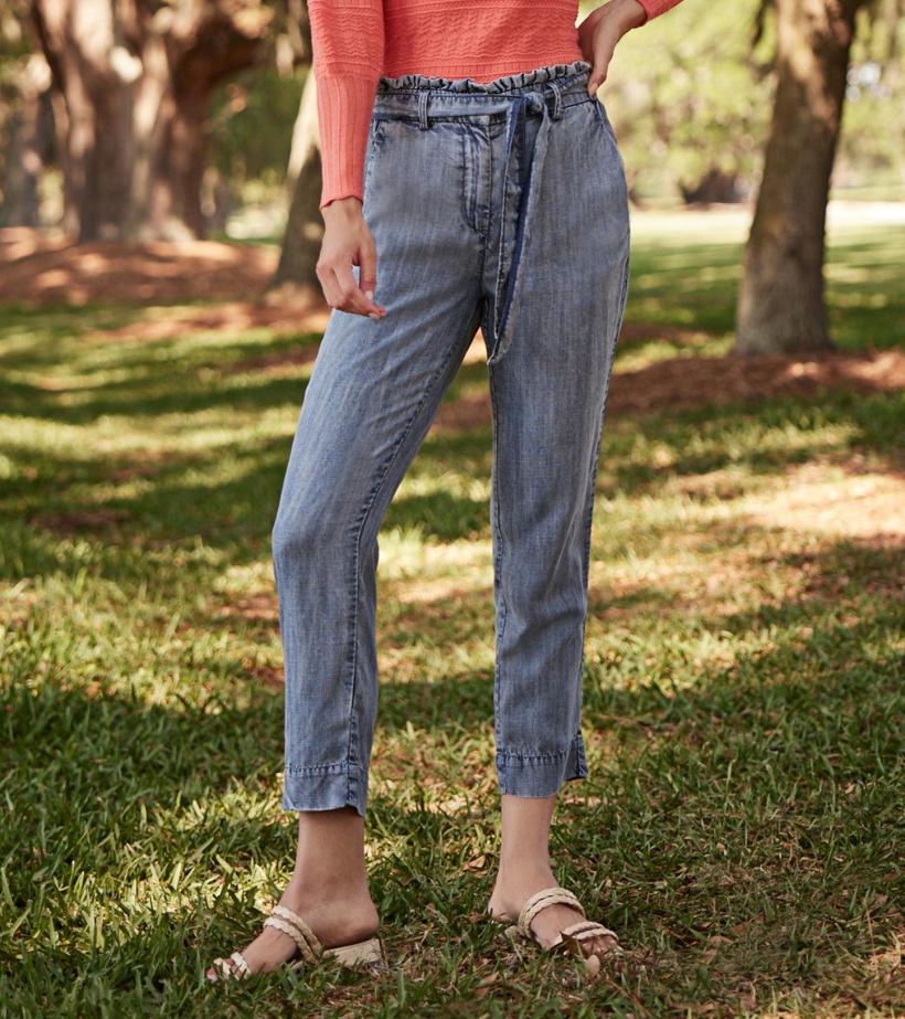 Women Paper Bag Pants - Blue Acid Rinse | Hatley Bottoms