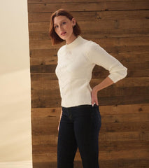 Women Petal Cable Sweater - Winter White | Hatley Sweaters