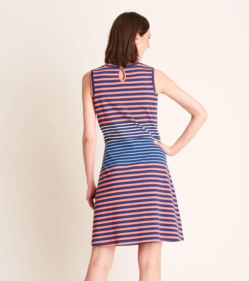 Women Sarah Dress - Navy And Coral Stripes | Hatley Dresses