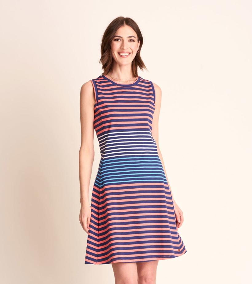 Women Sarah Dress - Navy And Coral Stripes | Hatley Dresses