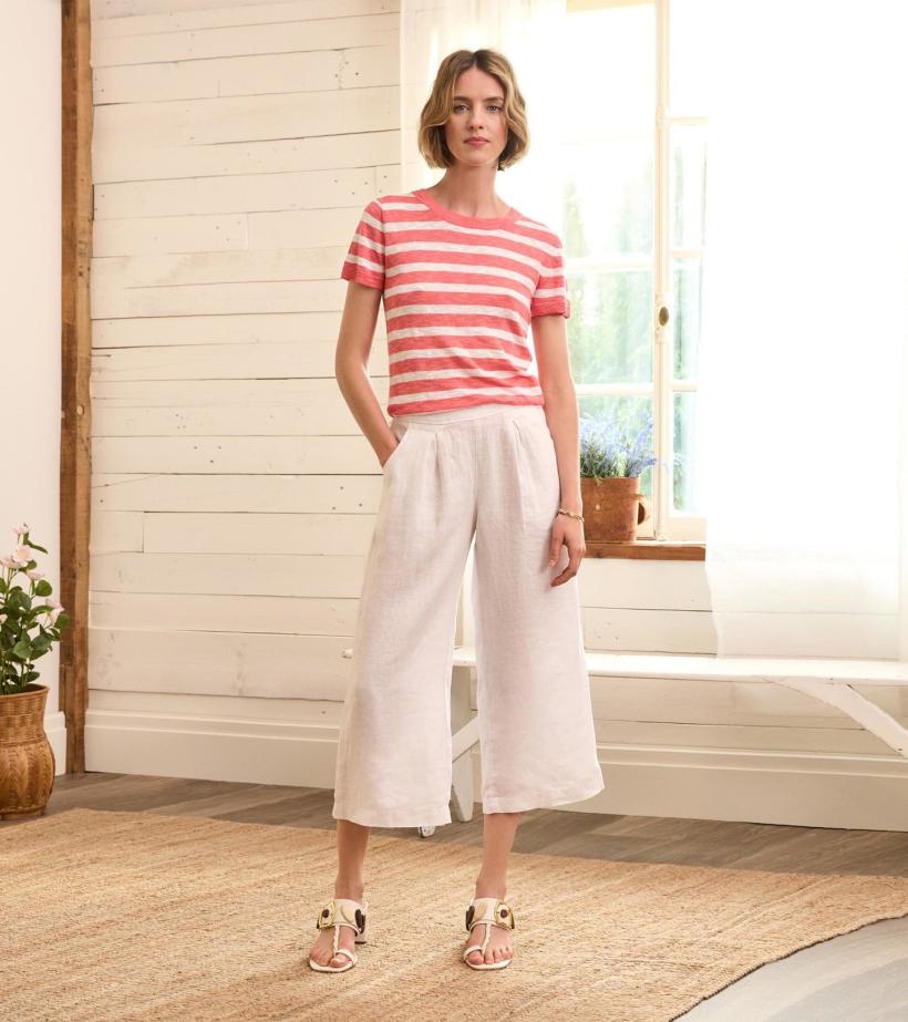 Women Simone Knit Tee - Coral Stripes | Hatley Tops