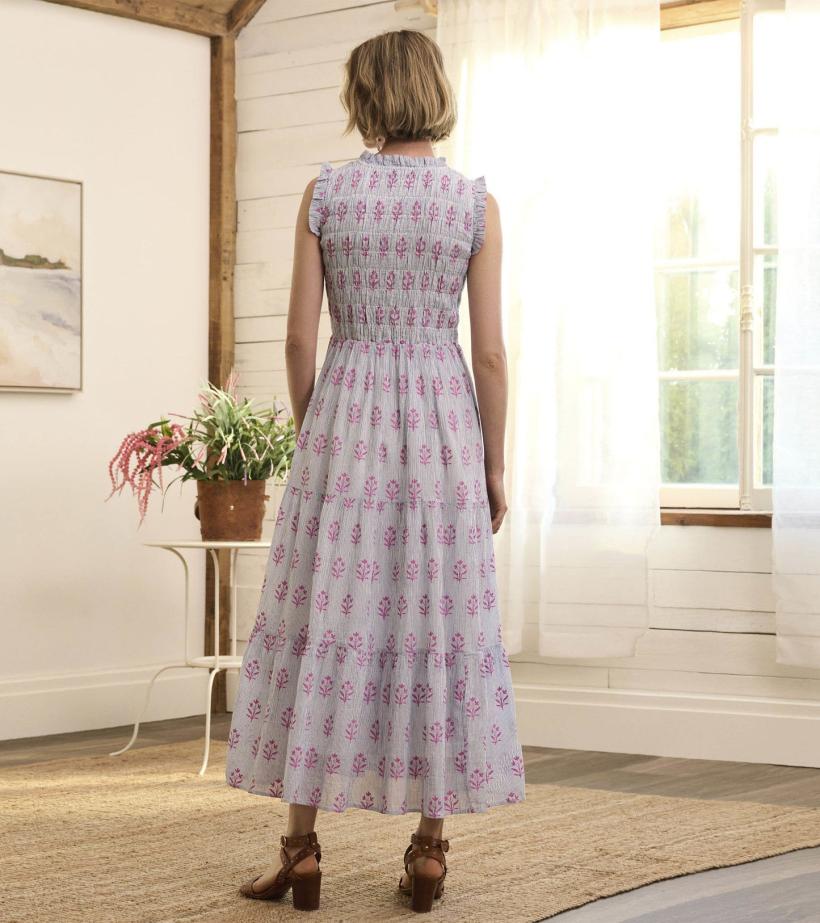 Women Smocked Maxi Dress - Wildflower Seersucker | Hatley Dresses