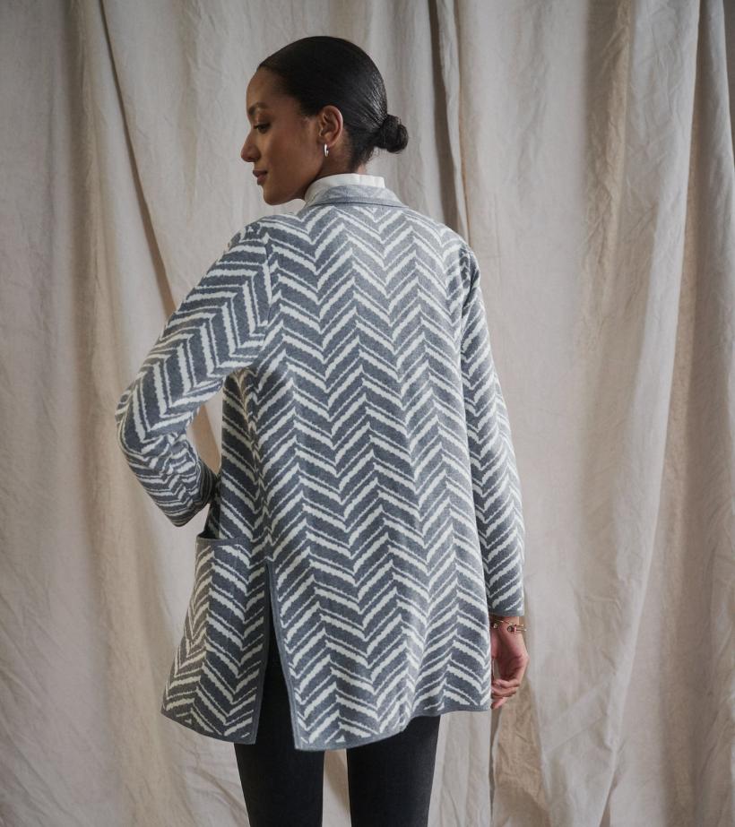 Women Sweater Blazer - Grey Chevron | Hatley Sweaters
