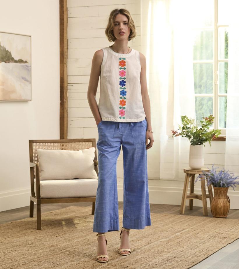 Women Tessa Tank Top - Embroidered Flowers | Hatley Tops