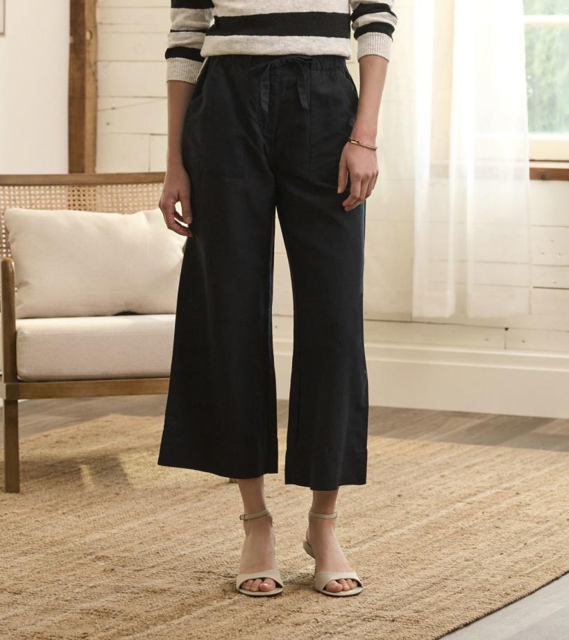 Women Tie Front Pants - Caviar Linen | Hatley Bottoms