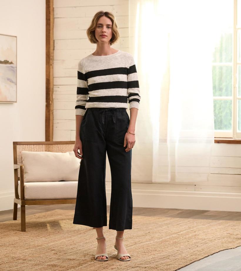 Women Tie Front Pants - Caviar Linen | Hatley Bottoms