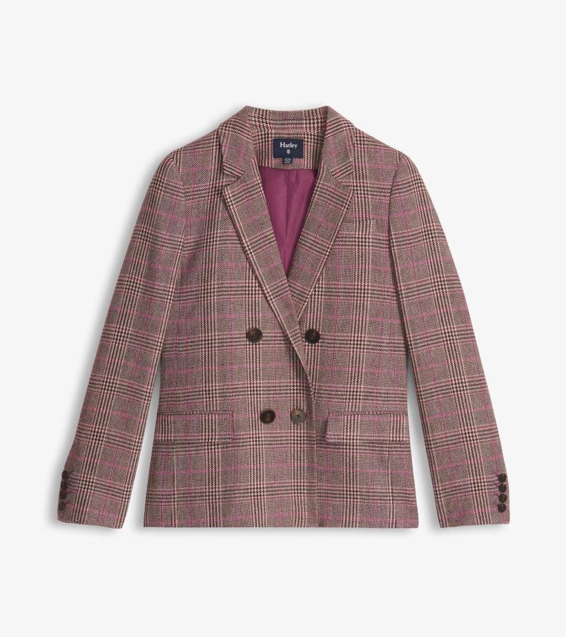 Women Tori Semi-Fitted Blazer - Taupe Check | Hatley Sweaters