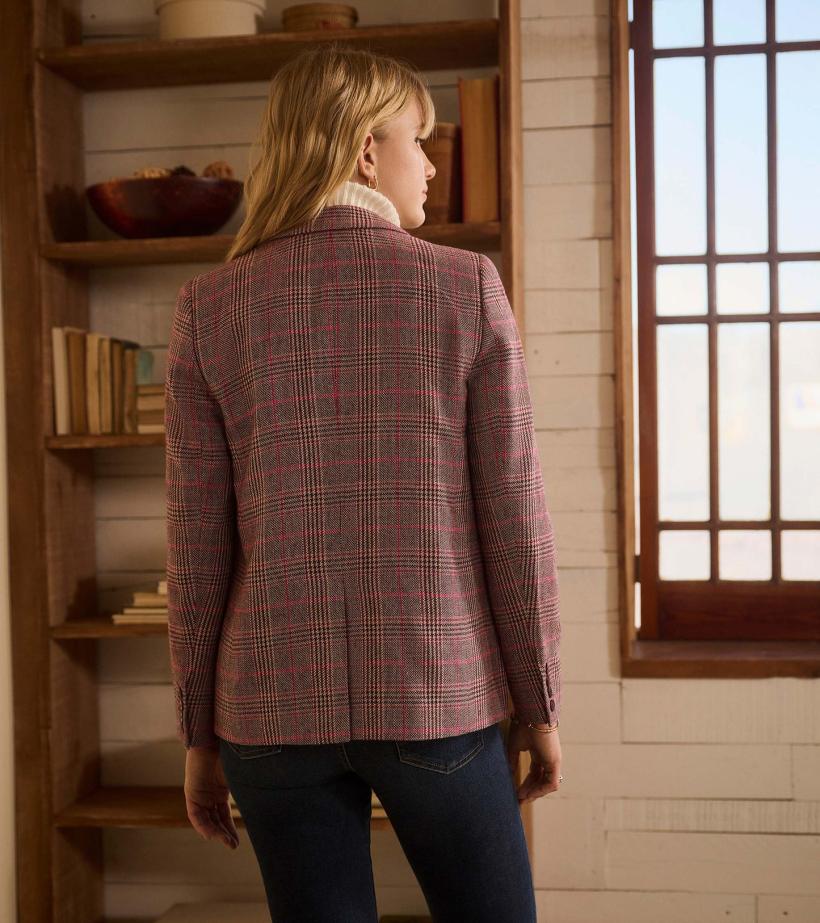 Women Tori Semi-Fitted Blazer - Taupe Check | Hatley Sweaters