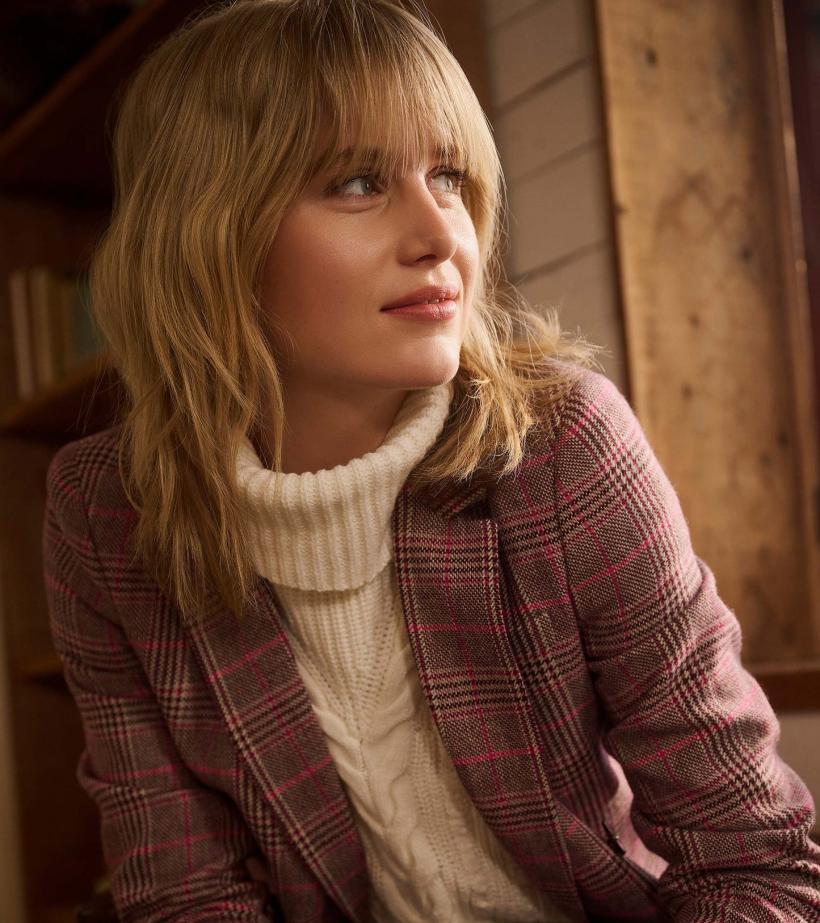 Women Tori Semi-Fitted Blazer - Taupe Check | Hatley Sweaters