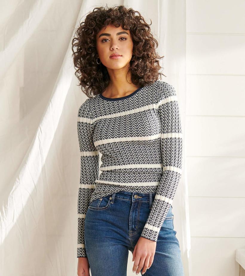 Women Zig Zag Sweater - Maritime | Hatley Tops