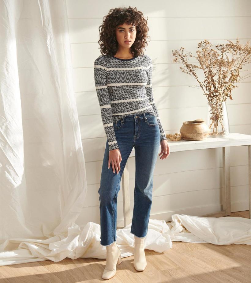 Women Zig Zag Sweater - Maritime | Hatley Tops